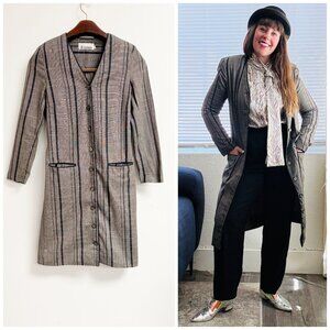 Vintage 80s Di Nuovo Gray Pinstripe Shirtdress Jacket Blazer S/M